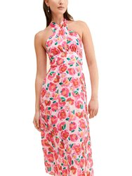 Tatiana Floral-Print Twisted Cutout Midi Dress - Hot Coral