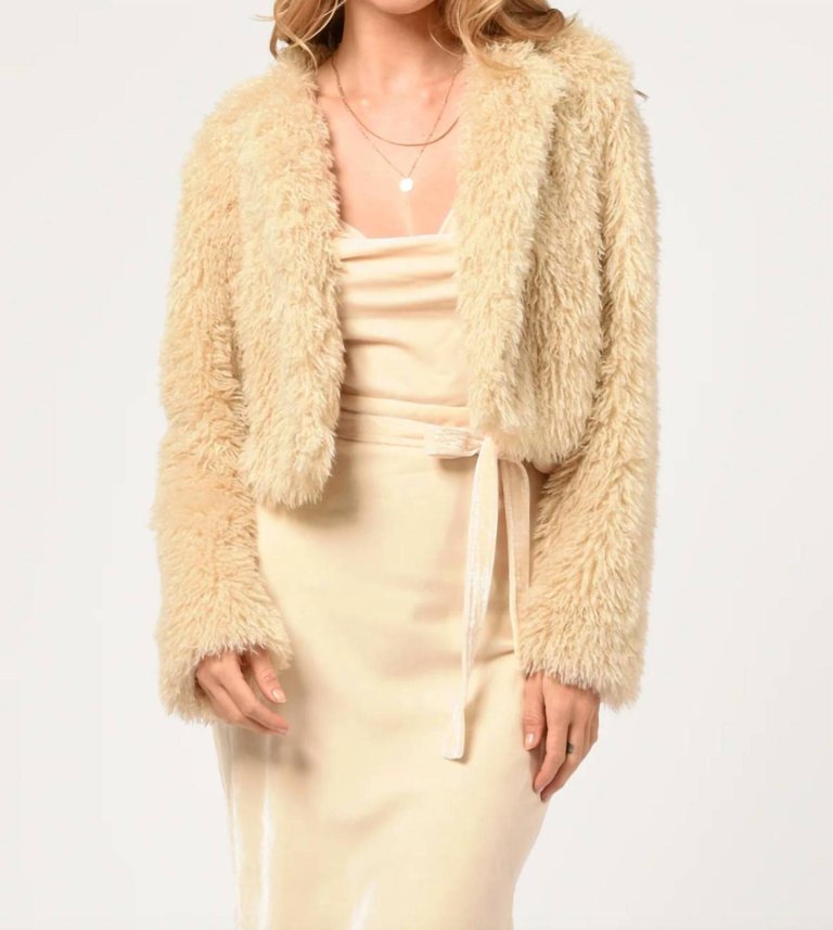 Thalia Faux Fur Cropped Coat - Ivory