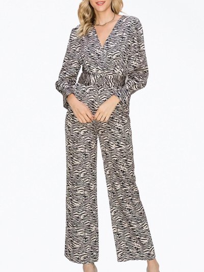 adelyn rae Toni Zebra-Print Belted Wrap-Effect Sateen Jumpsuit product