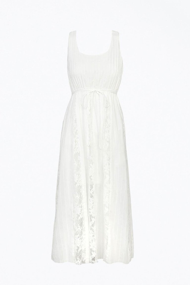 Vivian Lace Cotton-Voile Midi Dress - White