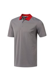 Adidas Mens 2-Color Stripe Polo (Gray/Red) - Gray/Red