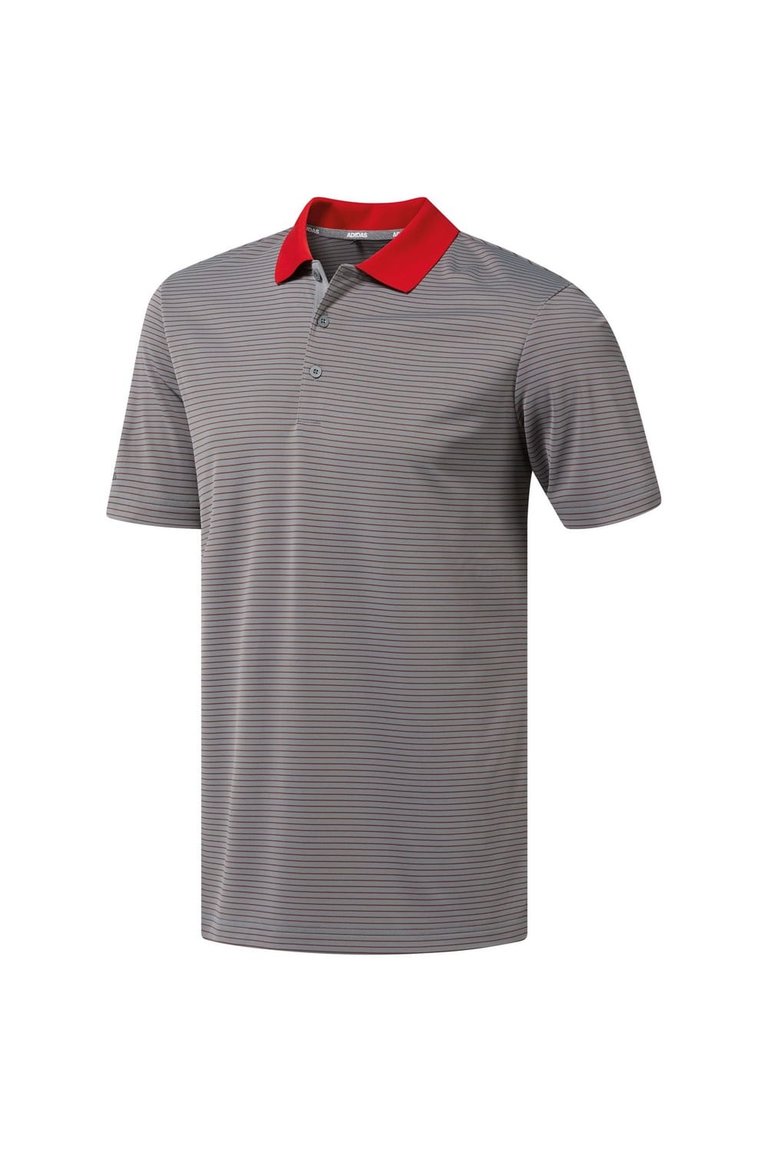 Adidas Mens 2-Color Stripe Polo (Gray/Red) - Gray/Red