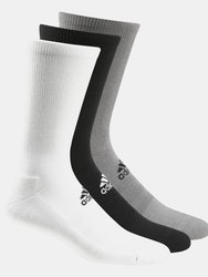 Adidas Mens Golf Crew Socks (Pack of 3) (Black/White/Gray) - Black/White/Gray