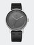 Mens District L1 Z08 2926-00 Black Leather Quartz Fashion Watch - Black