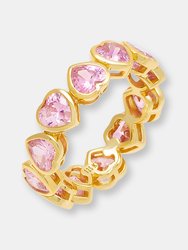 Colored Bezel Heart Eternity Band - Dusty Pink