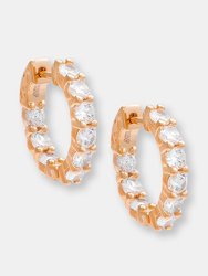 CZ Small Round Hoop Earring - Rose Gold