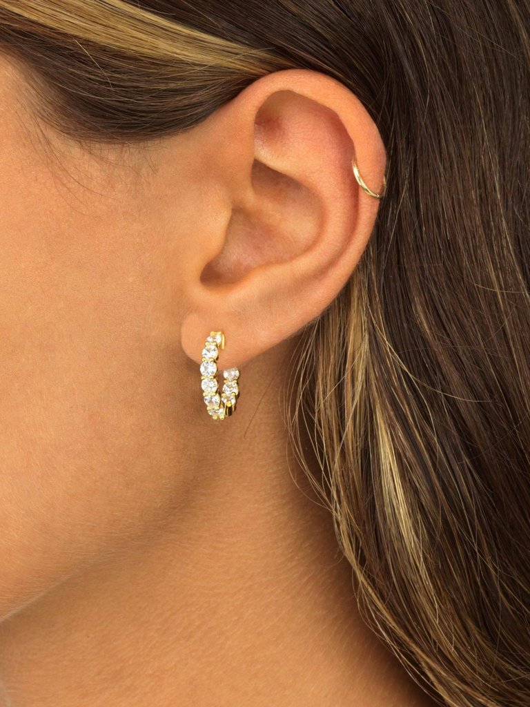 CZ Small Round Hoop Earring