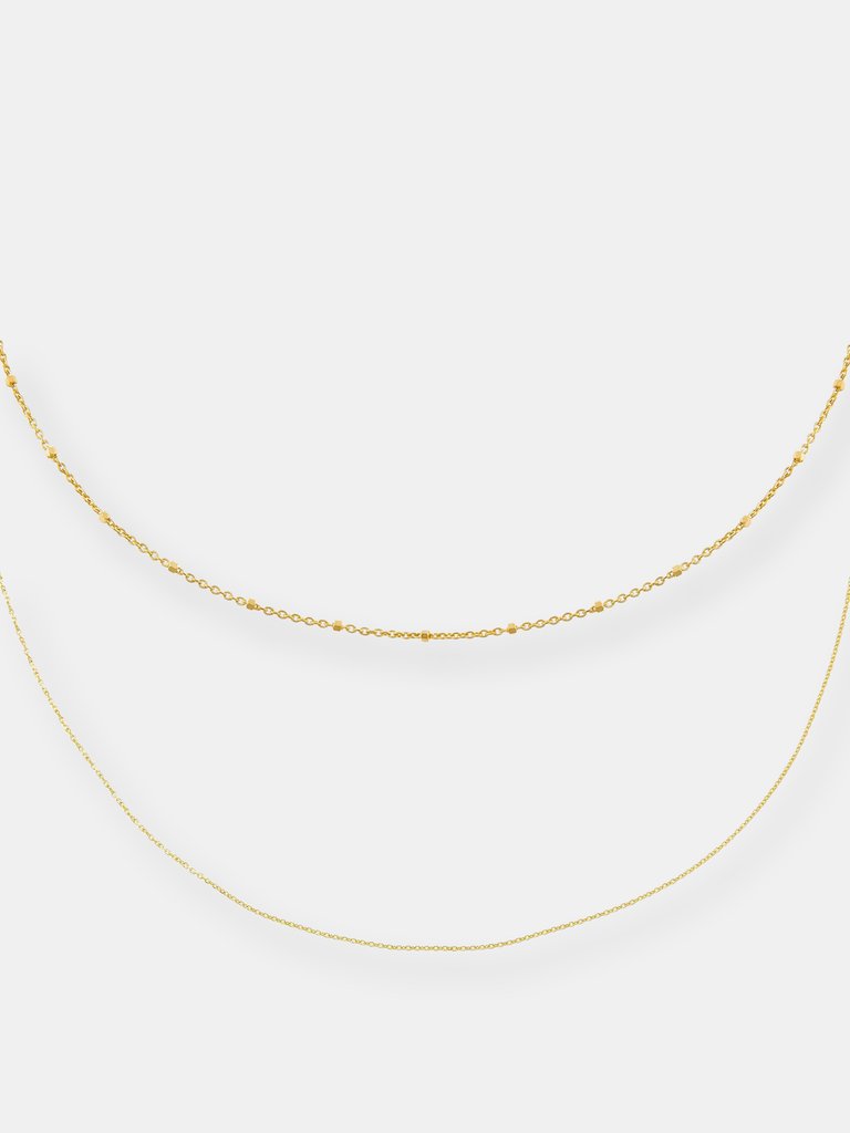 Dainty Chain Necklace Combo Set - Gold