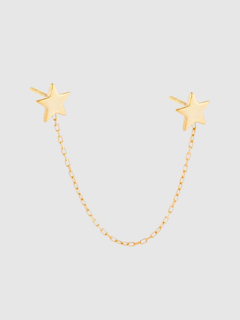 Double Star Chain Stud Earring