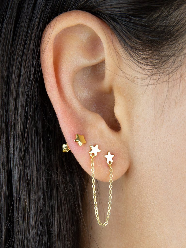 Double Star Chain Stud Earring