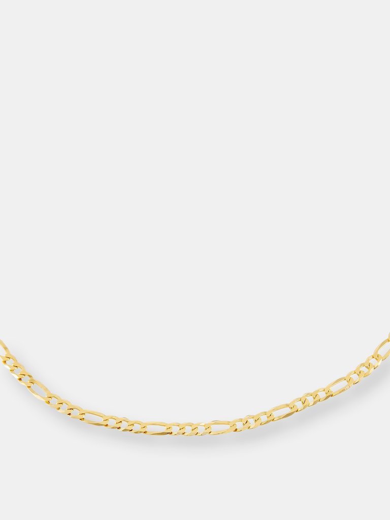 Flat Figaro Chain Necklace - Gold