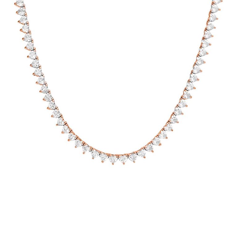 Heart Tennis Necklace - Rose Gold