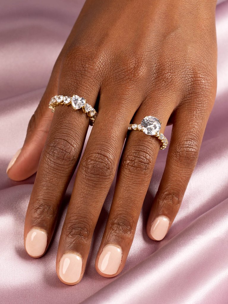 Multi CZ Heart Ring