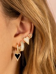 Pavé Elongated Heart Huggie Earring