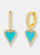 Pavé Elongated Heart Huggie Earring - Turquoise