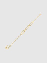 Pave Safety Pin Oval Link Bracelet