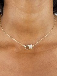 Pave Square Clasp Link Necklace