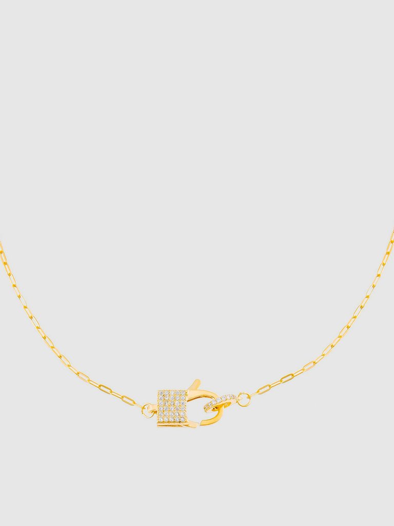 Pave Square Clasp Link Necklace