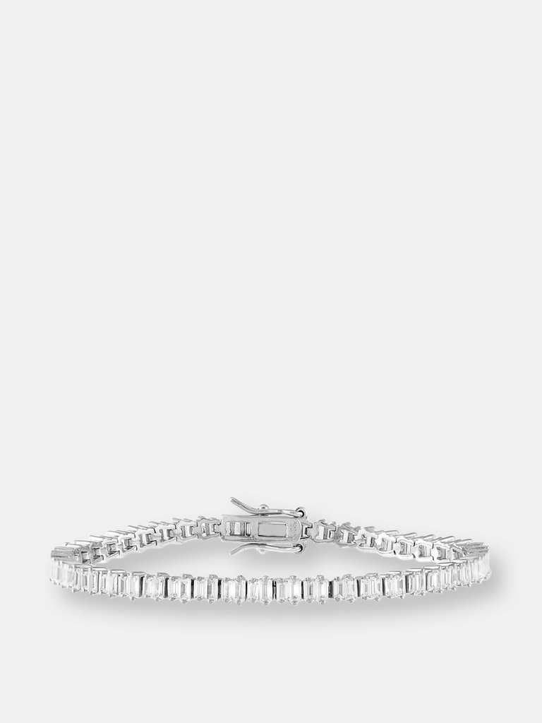 Scattered Baguette Tennis Bracelet - Silver