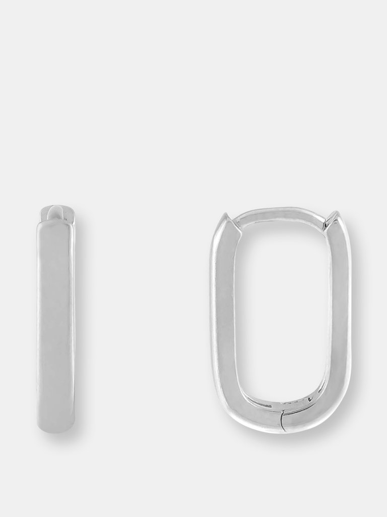 Solid Oval Huggie Earring - Silver