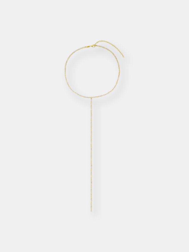 Tennis Lariat Necklace - Gold
