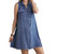 Button Down Sleeveless Short Denim Dress - Blue