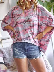 Camouflage Loose Tee - Pink