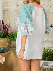 Patchwork Flared Sleeve Top
