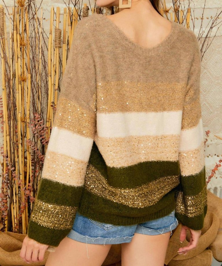 Stripe Sweater With Sequins