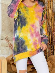 Tie Dye Cold Shoulder Tunic - Water Color