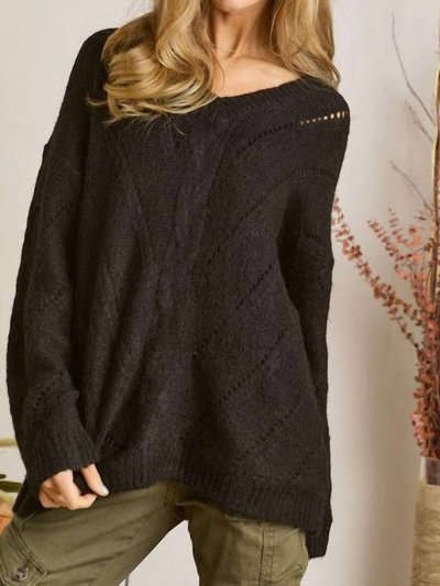 ADORA V Neck Knit Pullover Sweater In Black product