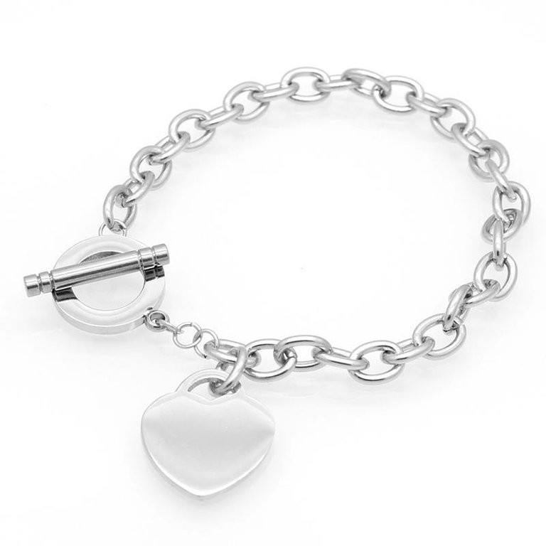 Heart Shaped Lady Charm Bracelet - 925 Silver - Silver