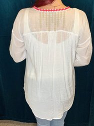 Multi Colored Dragonfly Embroidery Tunic