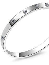 Silver Crystal Bangle Bracelet - Silver