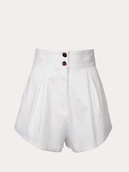 Solid Pleated Short - White