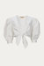 Solid Puff-Sleeve Cropped Blouse - White