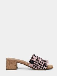 Rufina Heeled Slide - Pink Raffia