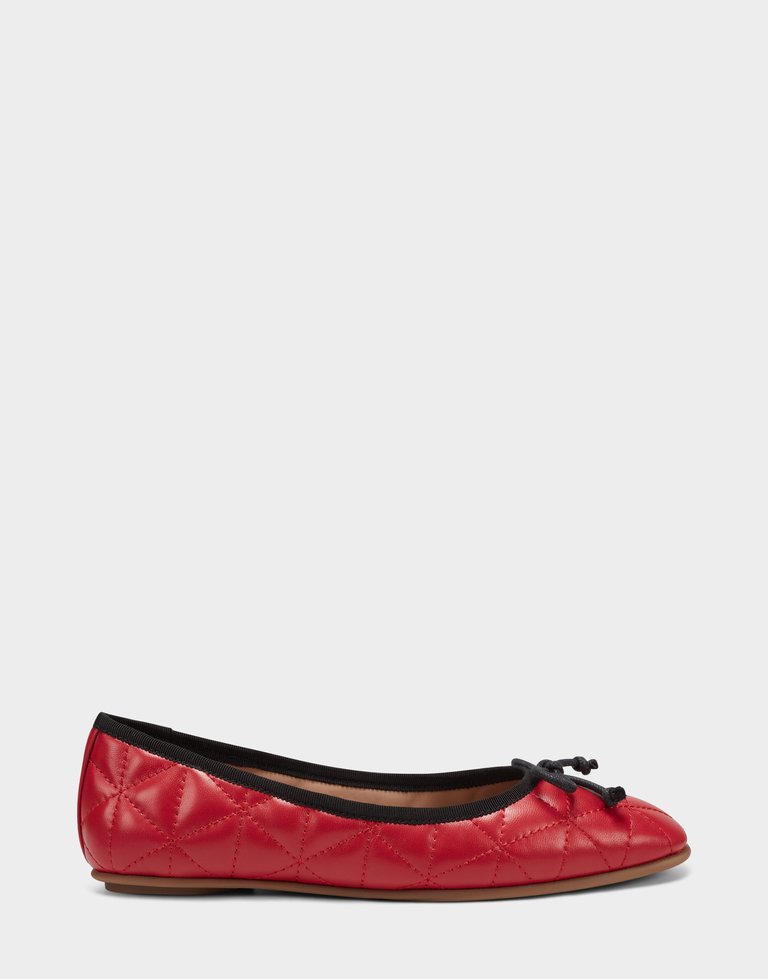 Catalina Flat - Red Quilted Leather