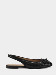 Catarina Slingback Flat - Black Quilted