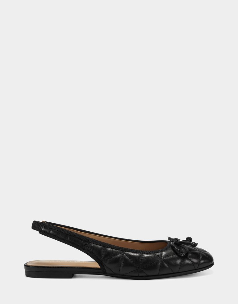Catarina Slingback Flat - Black Quilted