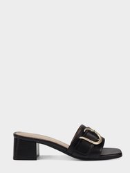 Evvie Sandal - Black Leather