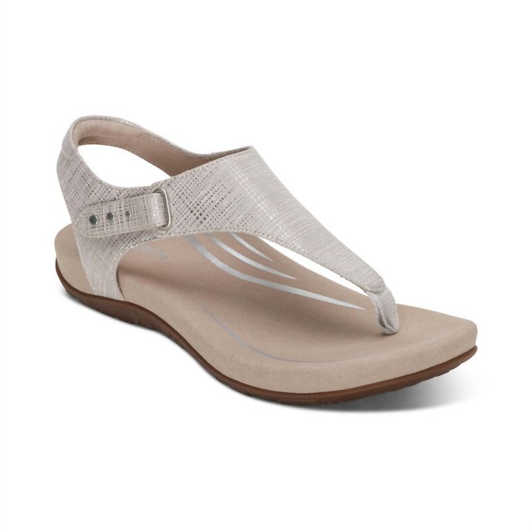 Ellie Adjustable Quarter Strap Thong Sandal In Grey - Grey