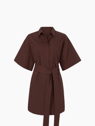 Cotton Kimono Mini Dress Brown - Brown