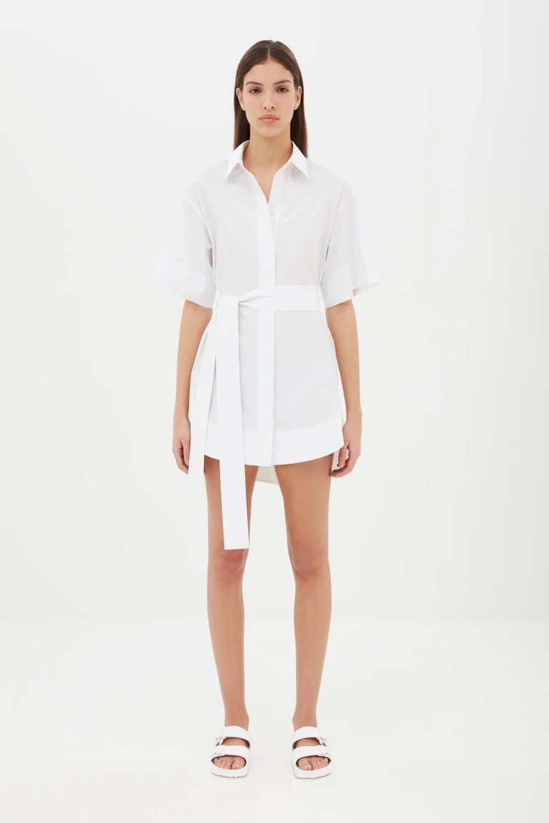 Cotton Kimono Mini Dress - White - White