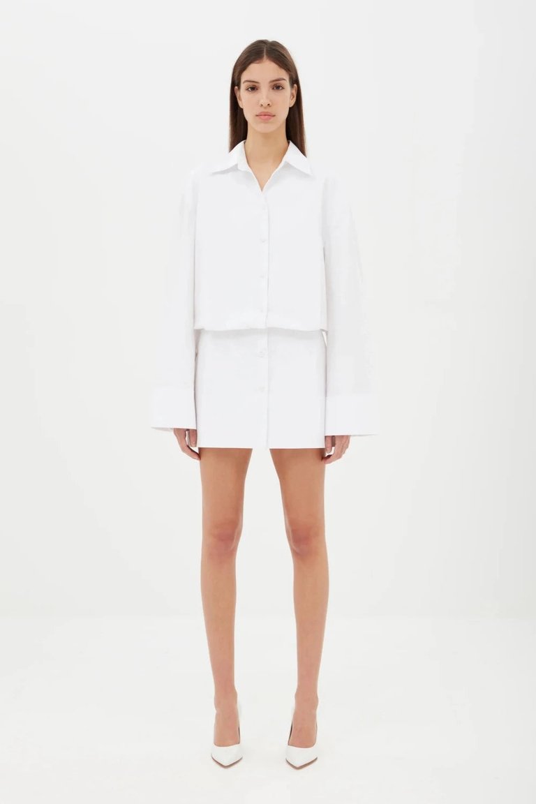 Cotton Shirt Dress - White