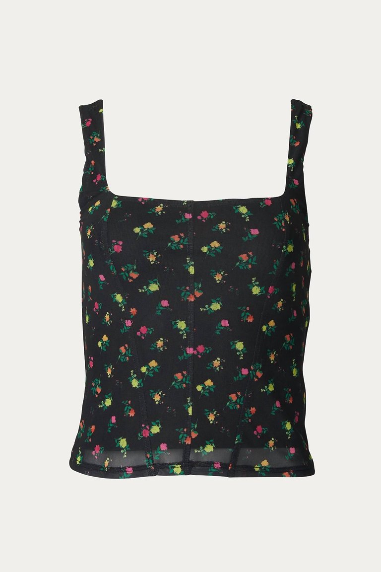 Cort Mesh Corset Tank In Winter Neon Ditsy - Winter Neon Ditsy