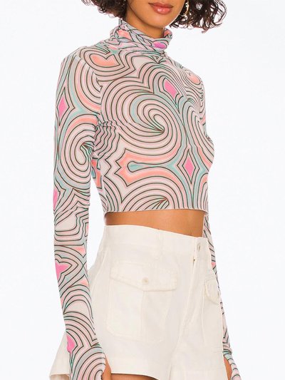 AFRM Micaela Cropped Power Mesh Turtleneck Top In Pastel Geo product