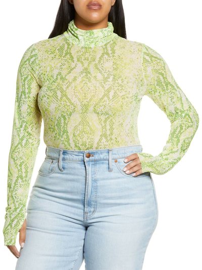 AFRM Zadie Power Mesh Turtleneck Top In Lime Snake product