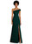 Asymmetrical Off-the-Shoulder Cuff Trumpet Gown With Front Slit - 6858 - Evergreen