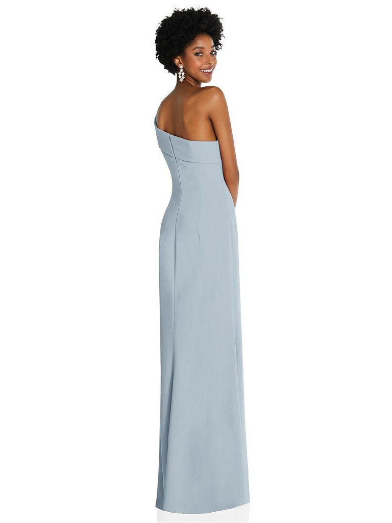 Asymmetrical Off-the-Shoulder Cuff Trumpet Gown With Front Slit